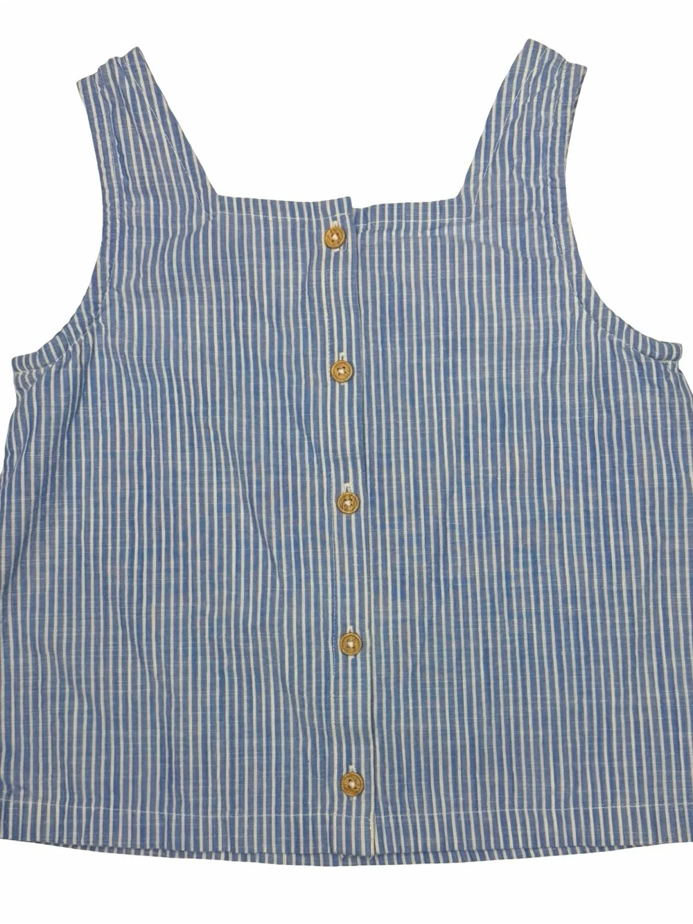 Hanna Andersson Sleeveless Poplin Blue Stripe Button Back Top